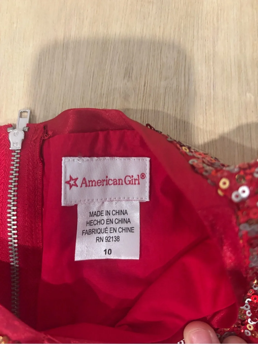 American Girl Size 10 Red Sequin Tulle Christmas Holiday Party Dress